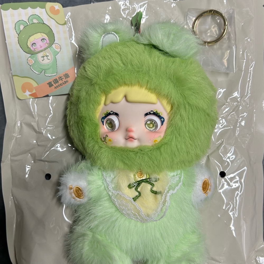 Nommi Lovliness Neverends Avocado Cute Green Plush Doll with Bear Outfit